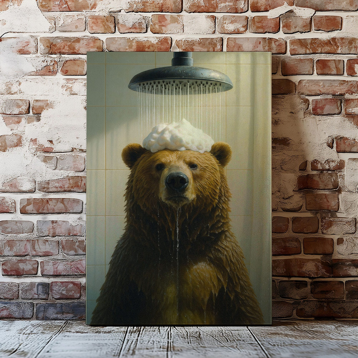 Blisscorners Funny Bear Shower Wall Art Cute Bear Bathroom Decor LM2611