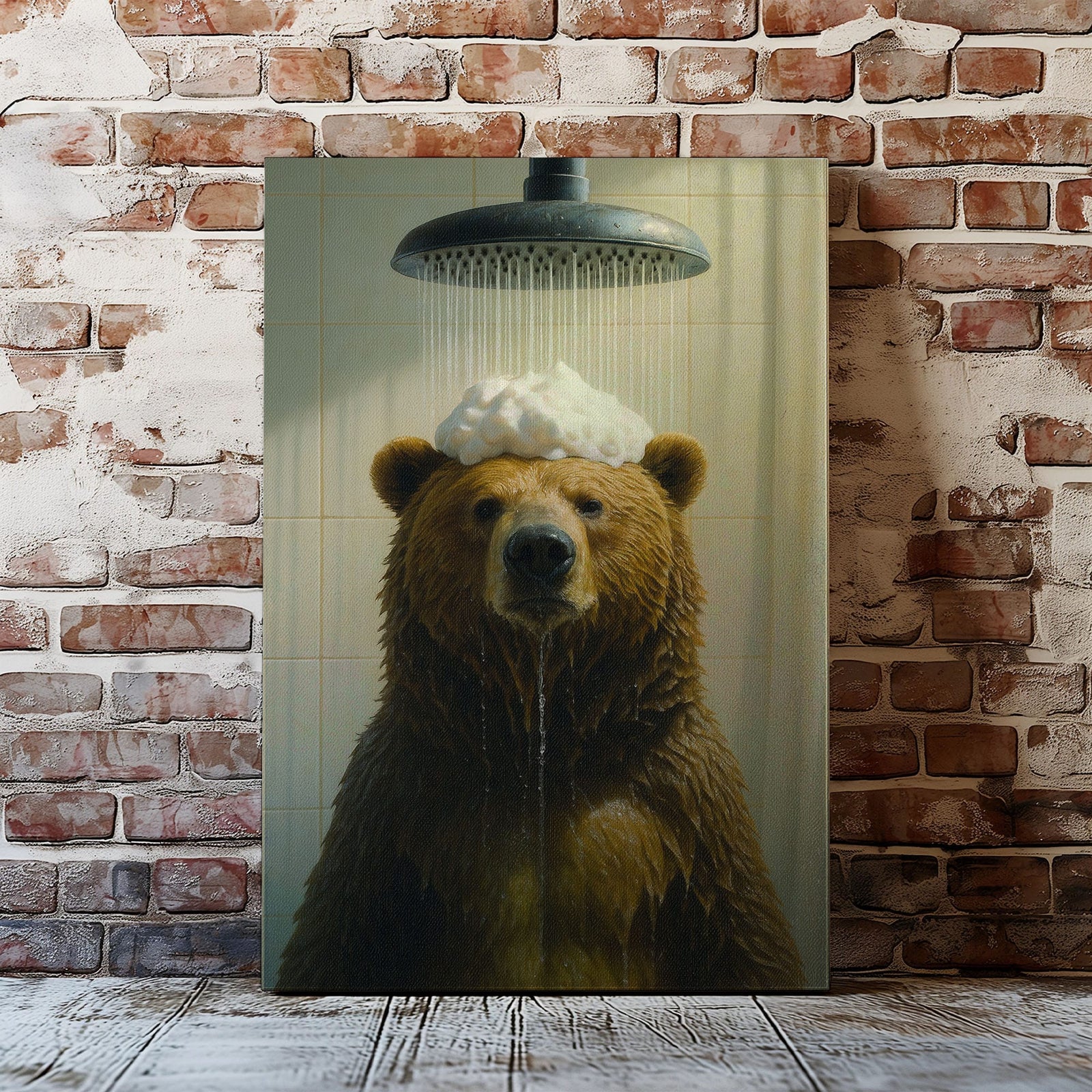 Blisscorners Funny Bear Shower Wall Art Cute Bear Bathroom Decor LM2611