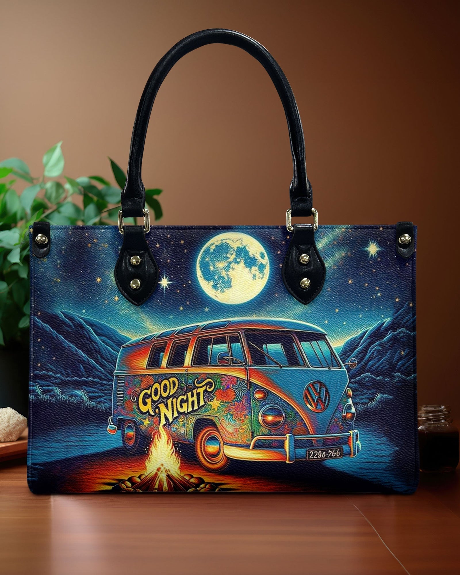 BLISSCORNERS CAMPING NIGHT LEATHER HANDBAG