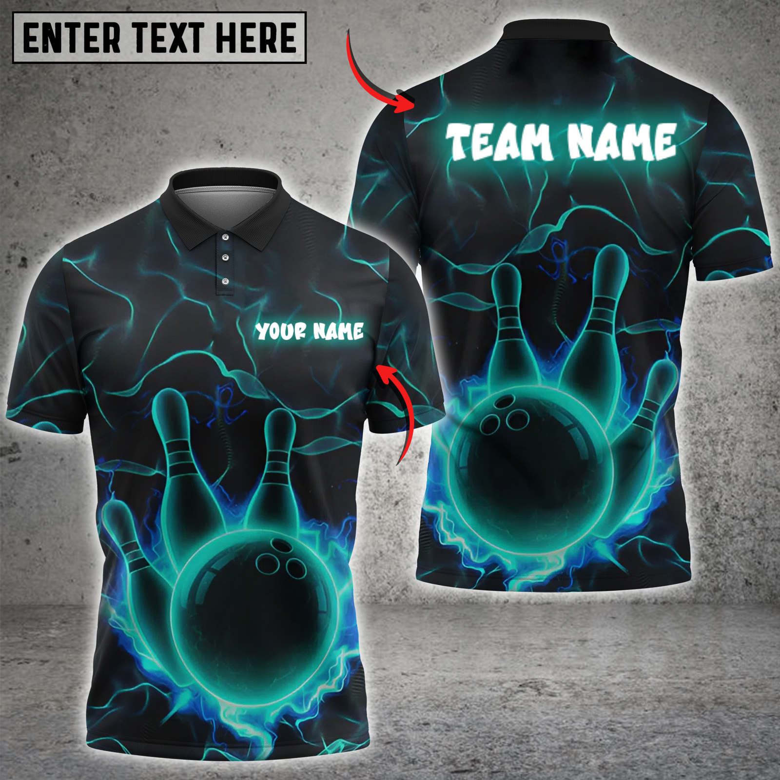 Blisscorners Bowling Neon Lightning Multicolor Customized Name, Team Name 3D Shirts