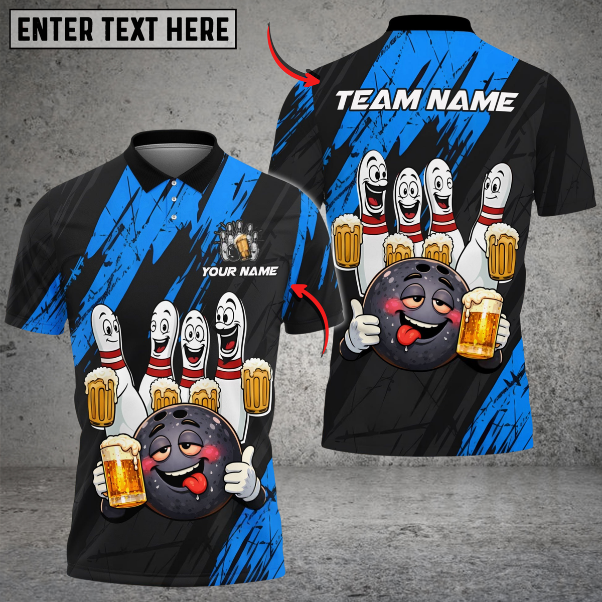 Blisscorners Bowling & Pins Funny Beer Drunk Gang Customized Name, Team Name 3D Shirt