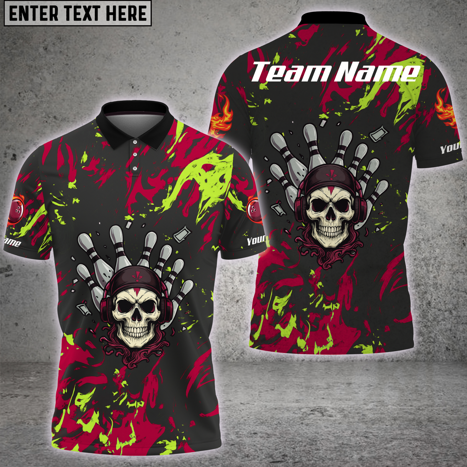 Blisscorners Skull Bowling Hand Neon Splash Multioptions Personalized Name, Team Name Unisex 3D Shirt (4 Colors)