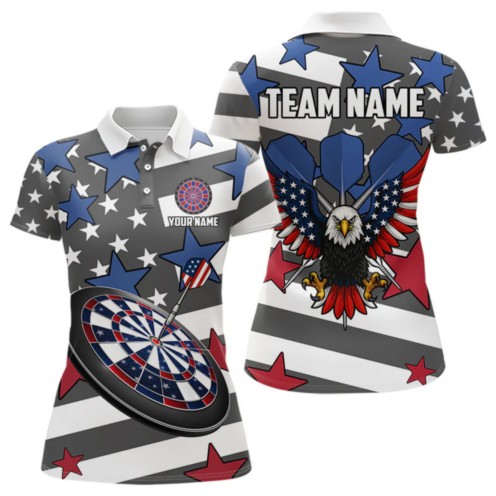 Blisscorners Patriotic American Flag Eagle Dart Shirts For Men Custom Darts Jerseys Team Polo & 1/4 Zip  LM154