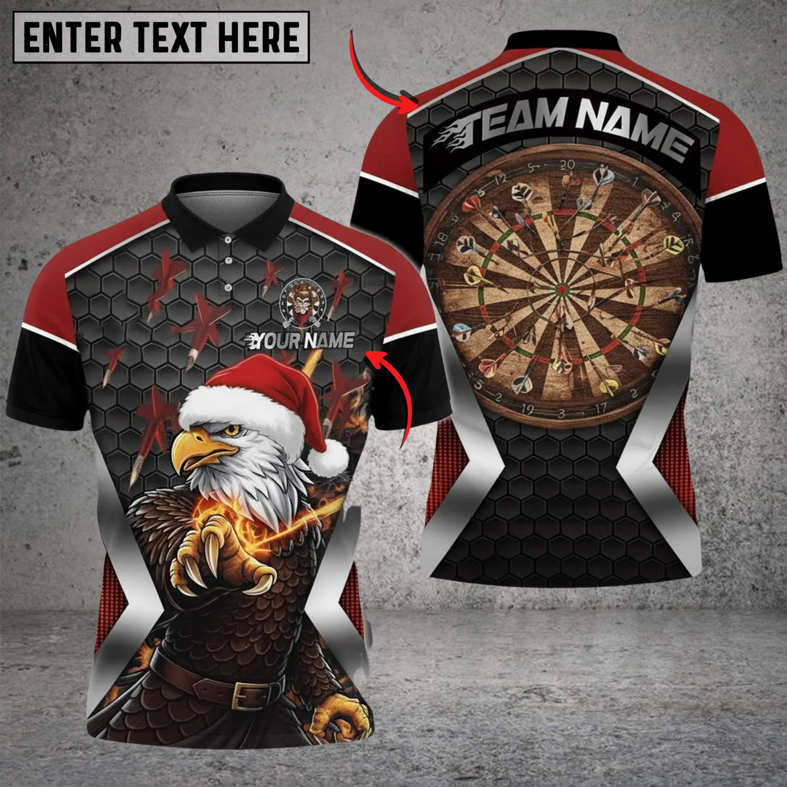Blisscorners Darts Santa Eagle Multicolor Customized Name, Team Name 3D Shirts