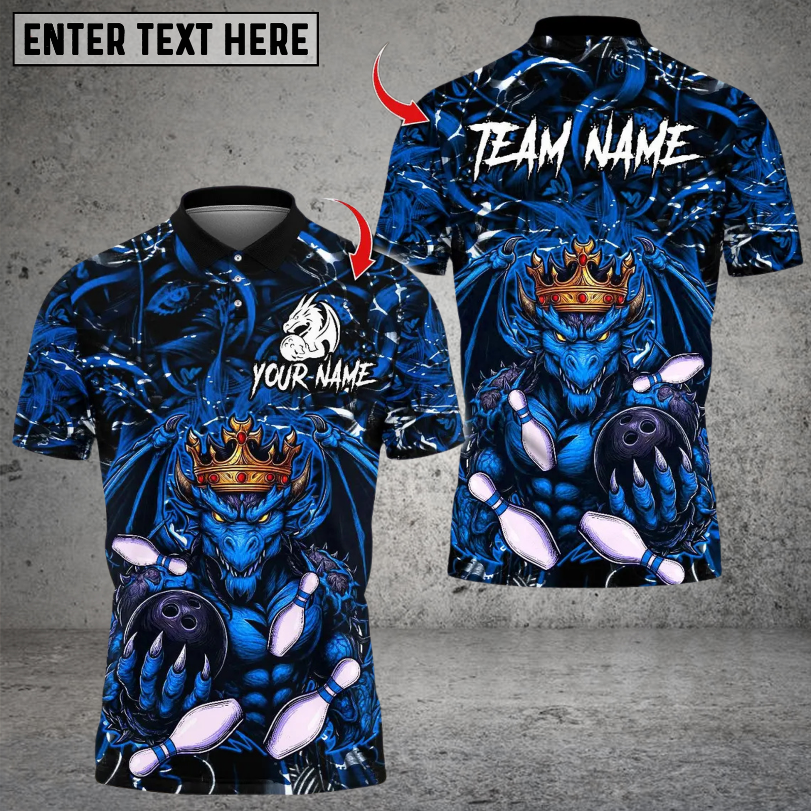 Blisscorners Bowling Dragon King Multicolor Customized Name Team Name 3D Shirts