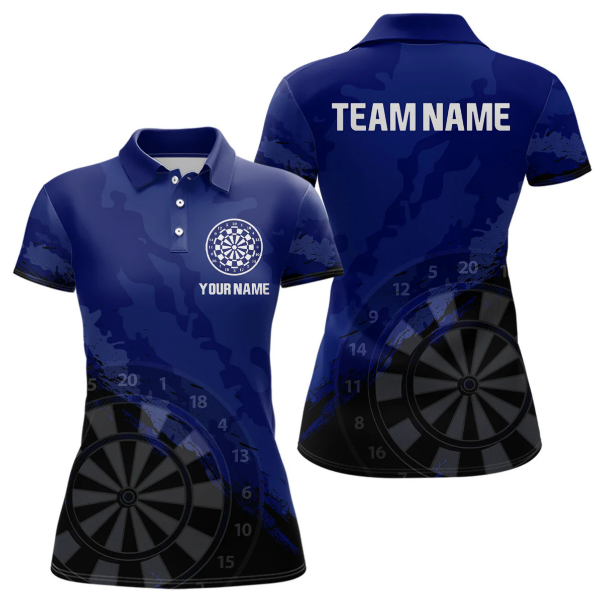 Blisscorners Men’s Custom Darts Team Shirt With Navy Pattern & Black Dartboard, Darts Jersey LM2404