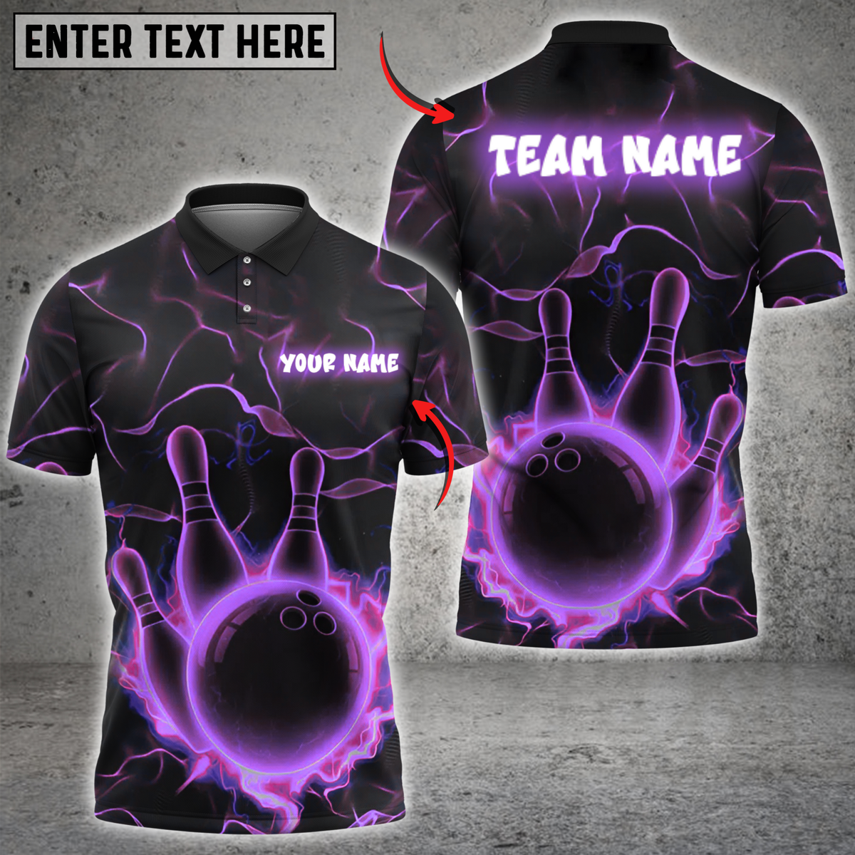 Blisscorners Bowling Neon Lightning Multicolor Customized Name, Team Name 3D Shirts
