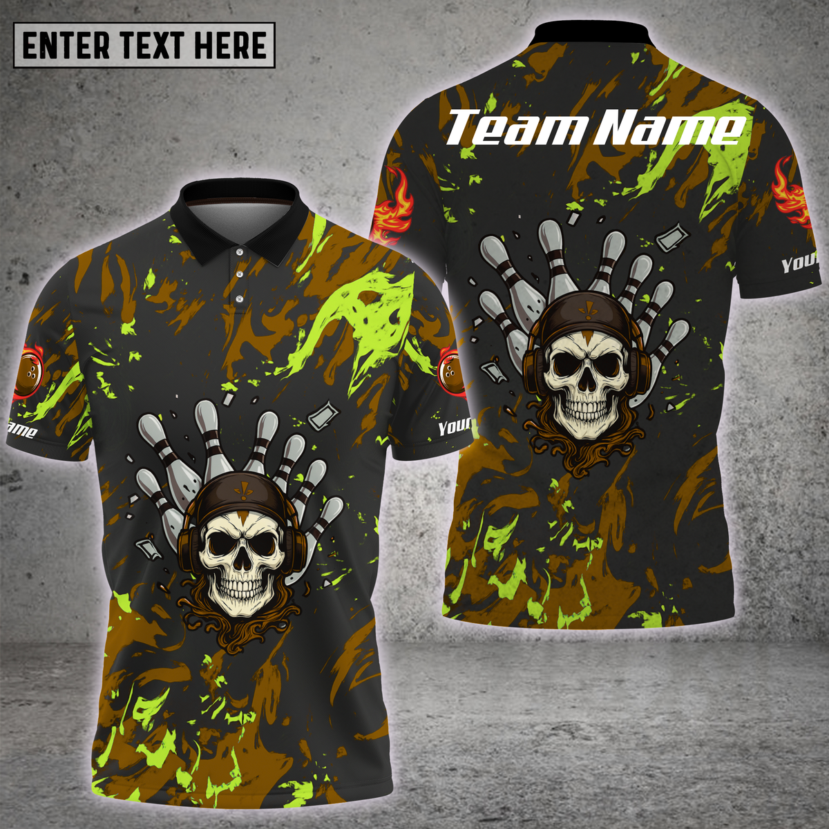 Blisscorners Skull Bowling Hand Neon Splash Multioptions Personalized Name, Team Name Unisex 3D Shirt (4 Colors)