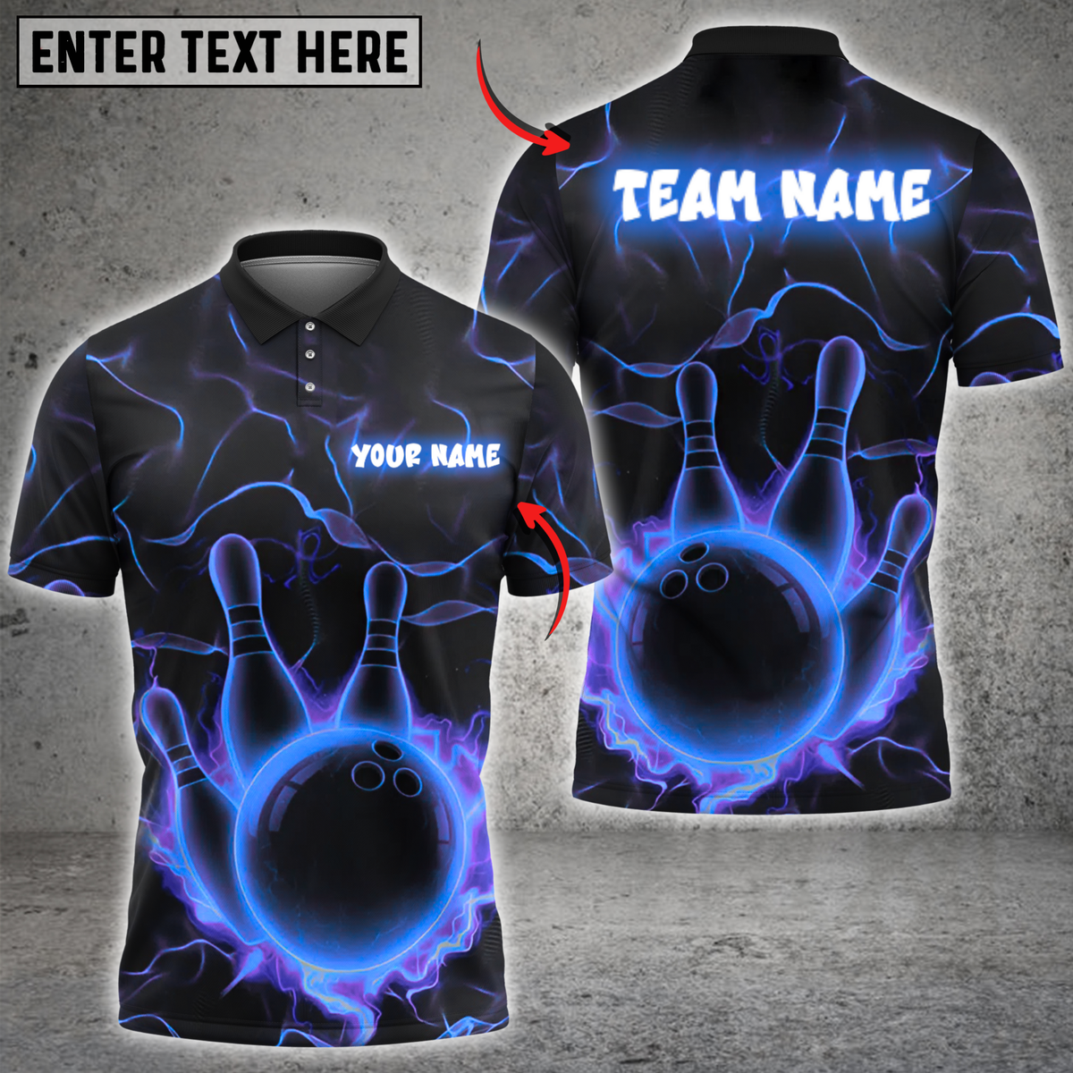 Blisscorners Bowling Neon Lightning Multicolor Customized Name, Team Name 3D Shirts