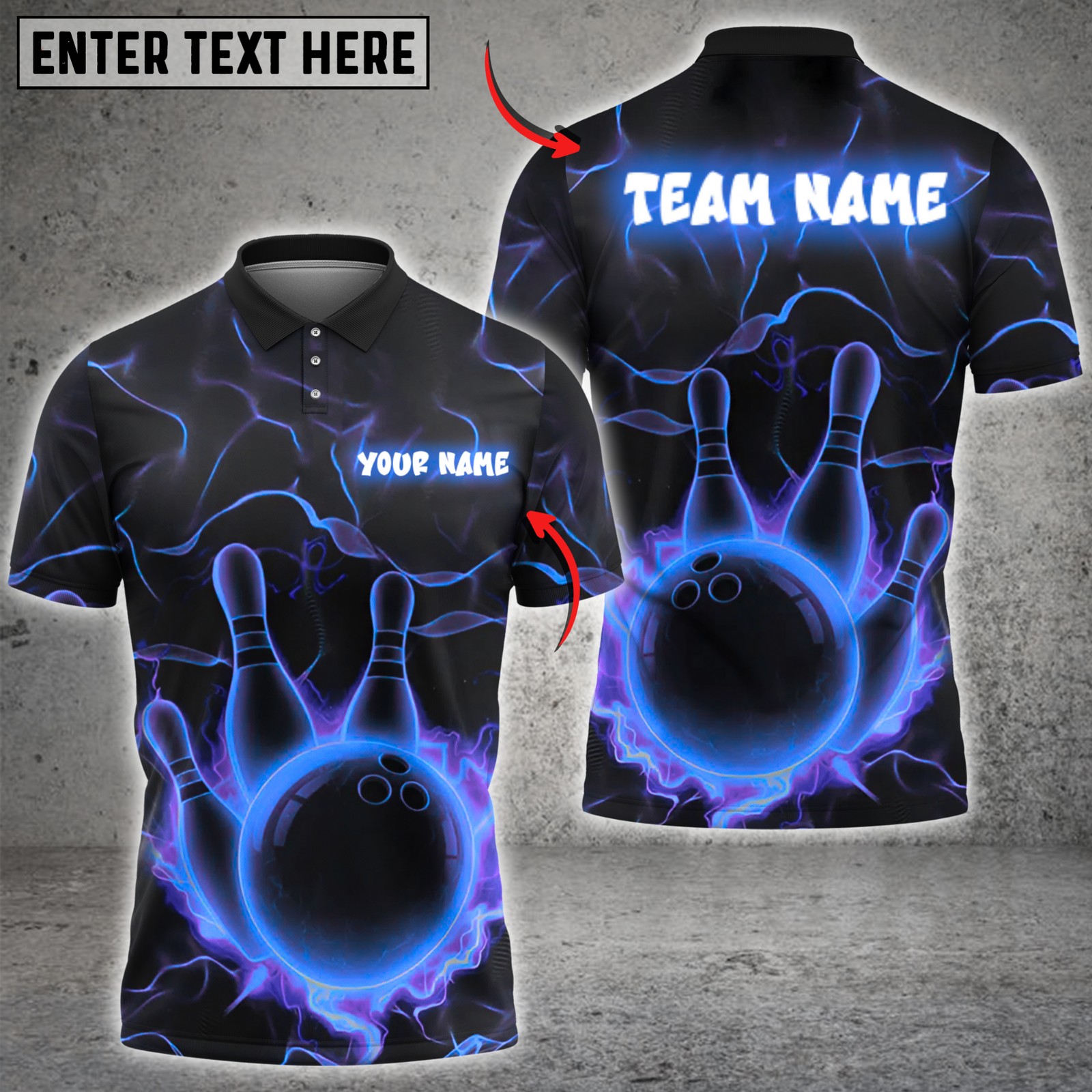 Blisscorners Bowling Neon Lightning Multicolor Customized Name, Team Name 3D Shirts
