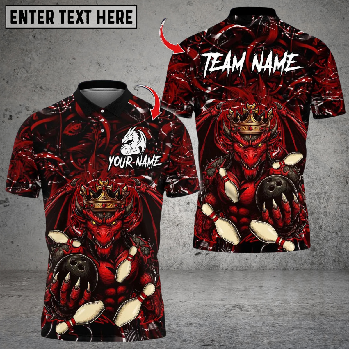 Blisscorners Bowling Dragon King Multicolor Customized Name Team Name 3D Shirts