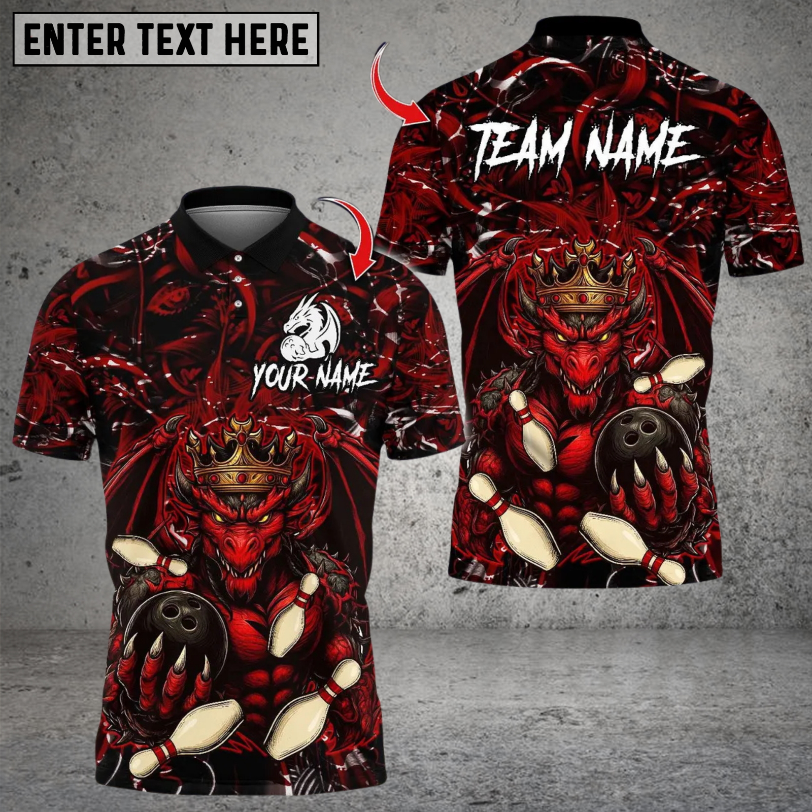 Blisscorners Bowling Dragon King Multicolor Customized Name Team Name 3D Shirts