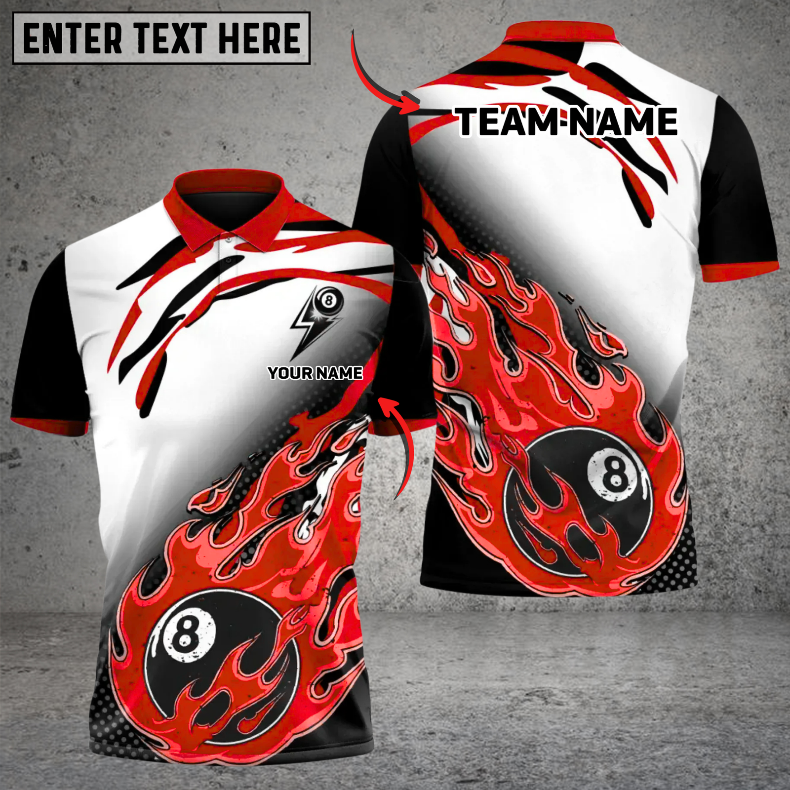 Blisscorners Lightning Break Inferno 8 Ball Billiards Multicolor Customized Name, Team Name 3D Shirt