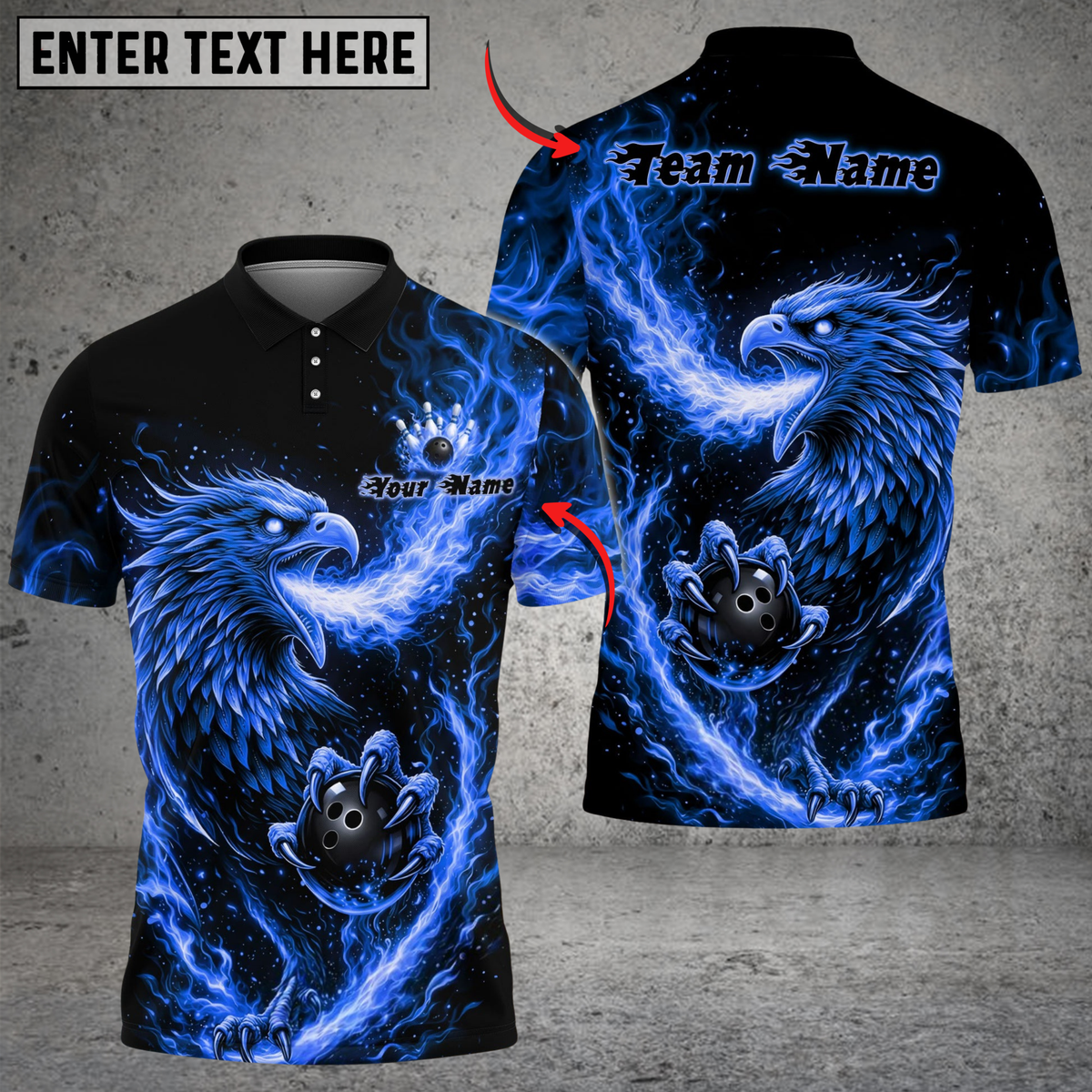 Blisscorners Bowling & Pins Flame Rising Phoenix Customized Name, Team Name 3D Shirt (4 Colors)
