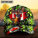 Blisscorners Deer Hunting Canadian Flag Camouflage Pattern Multicolor Personalized Name 3D Cap
