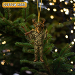 Blisscorners Personalized Camo Deer Hunter Attitude Hunting Acrylic Christmas Ornament And Keychain Custom Gift For Hunters 2D Flat