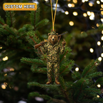 Blisscorners Personalized Camo Bear Hunter Attitude Hunting Acrylic Christmas Ornament And Keychain Custom Gift For Hunters 2D Flat