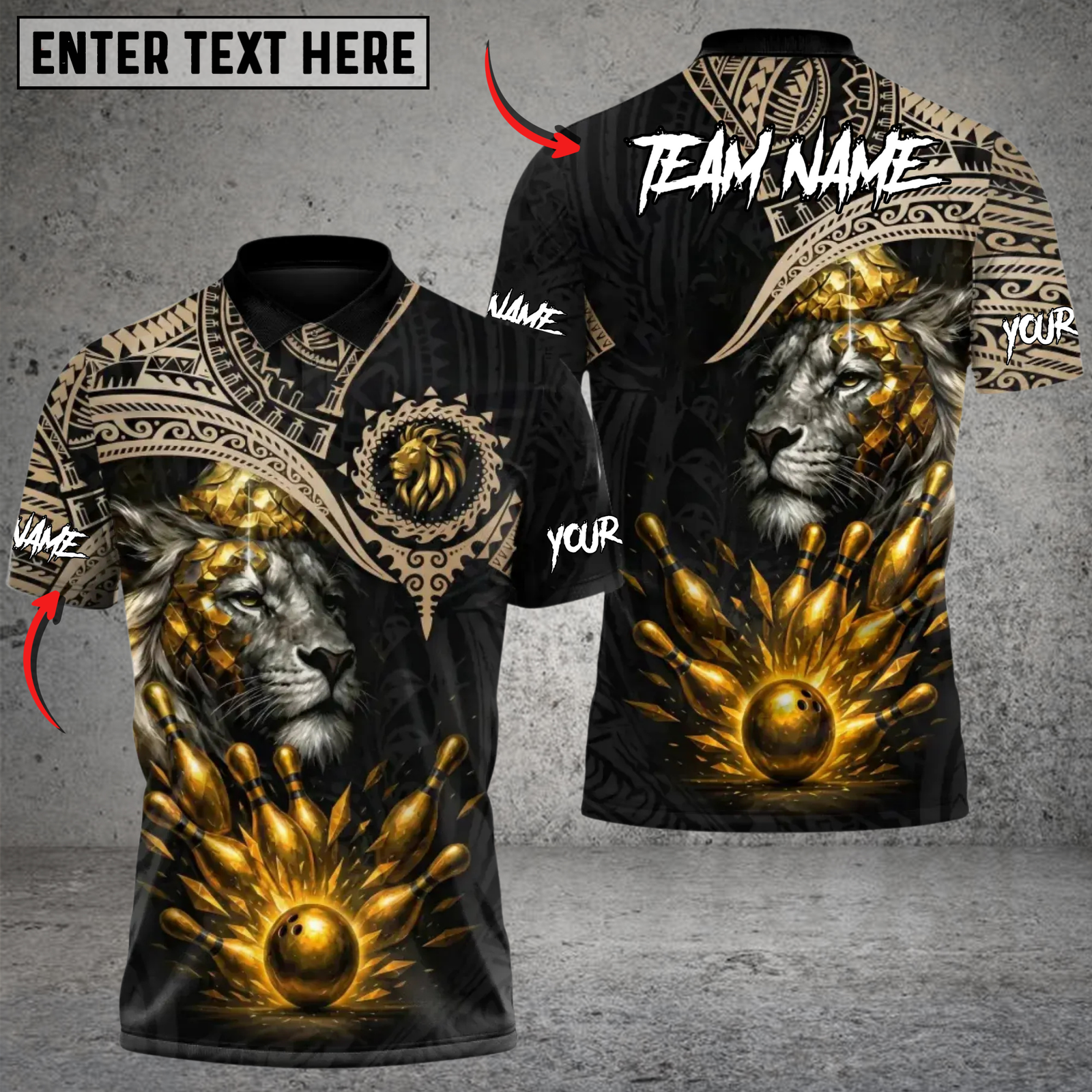 Blisscorners Bowling Golden Lion Dominion Multicolor Customized Name, Team Name 3D Shirts