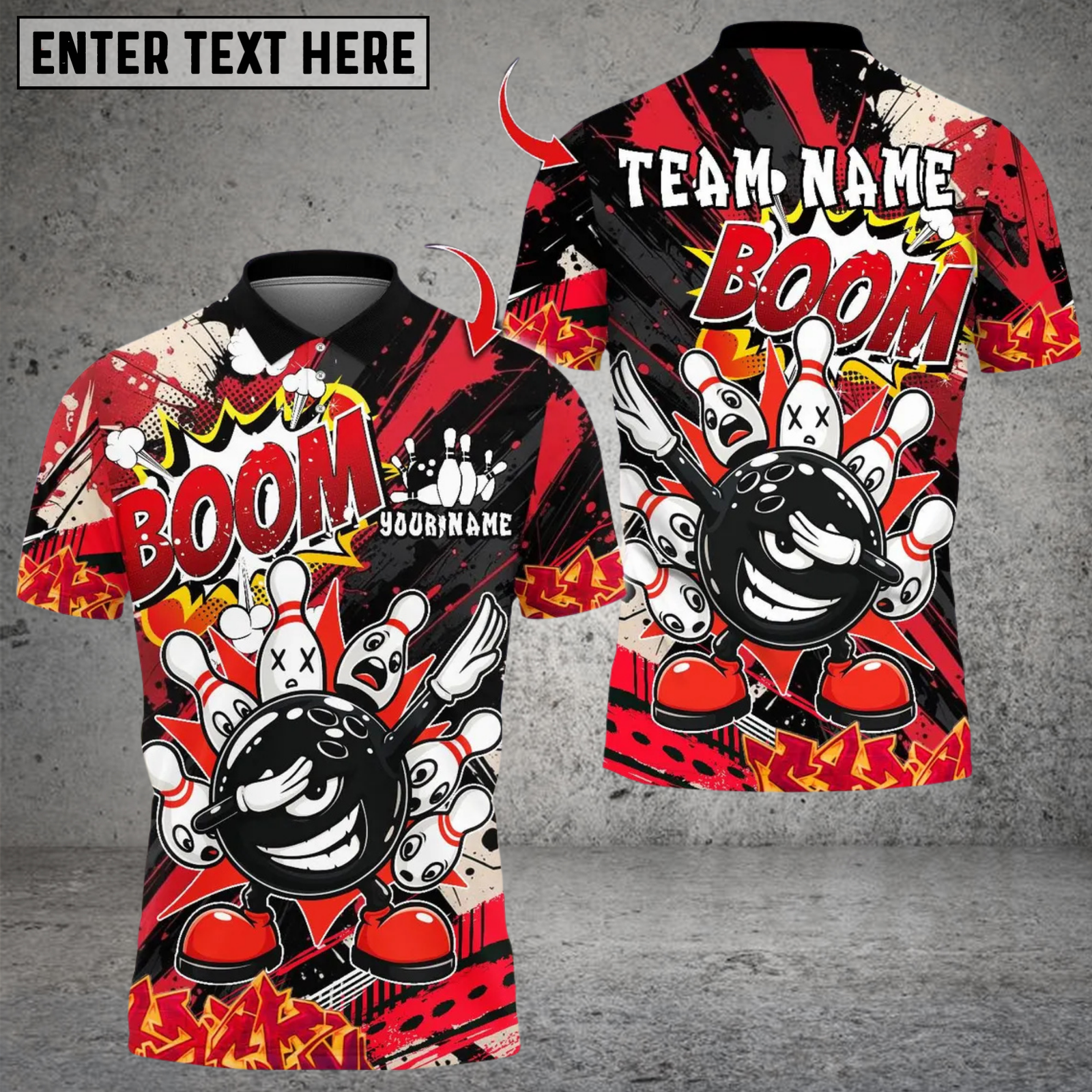 Blisscorners Bowling Angry Ball vs Screaming Pins Multicolor Customized Name, Team Name 3D Shirts