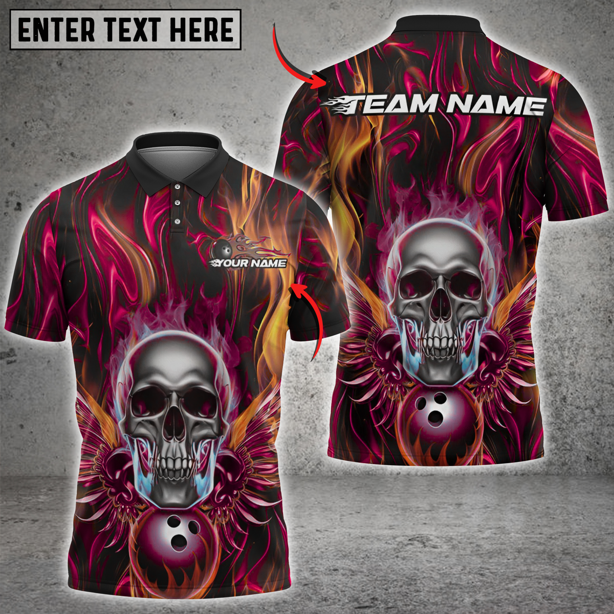 Blisscorners Bowling Fiery Blue Skull with Bowling Ball Multicolor Customized Name, Team Name 3D Shirts