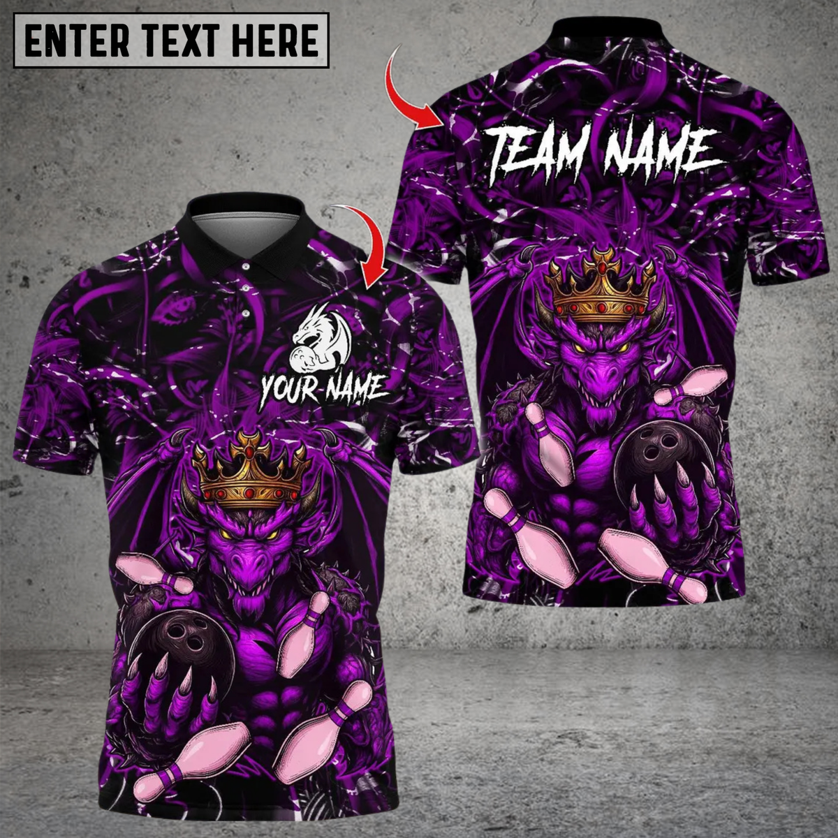 Blisscorners Bowling Dragon King Multicolor Customized Name Team Name 3D Shirts