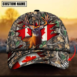 Blisscorners Deer Hunting Canadian Flag Camouflage Pattern Multicolor Personalized Name 3D Cap