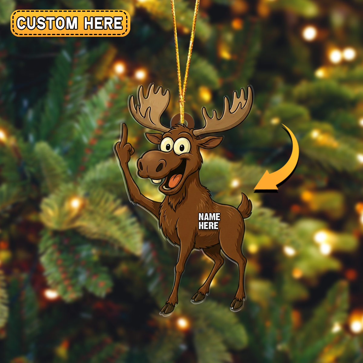 Blisscorners Personalized Funny Moose Attitude Hunting Acrylic Christmas Ornament And Keychain Custom Gift For Hunters 2D Flat