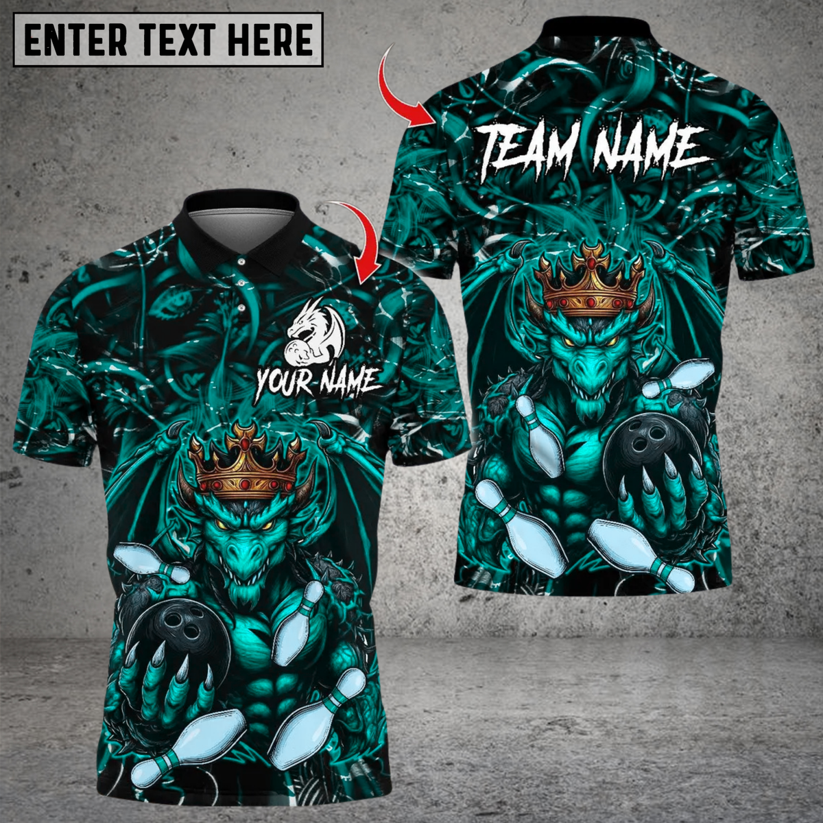 Blisscorners Bowling Dragon King Multicolor Customized Name Team Name 3D Shirts
