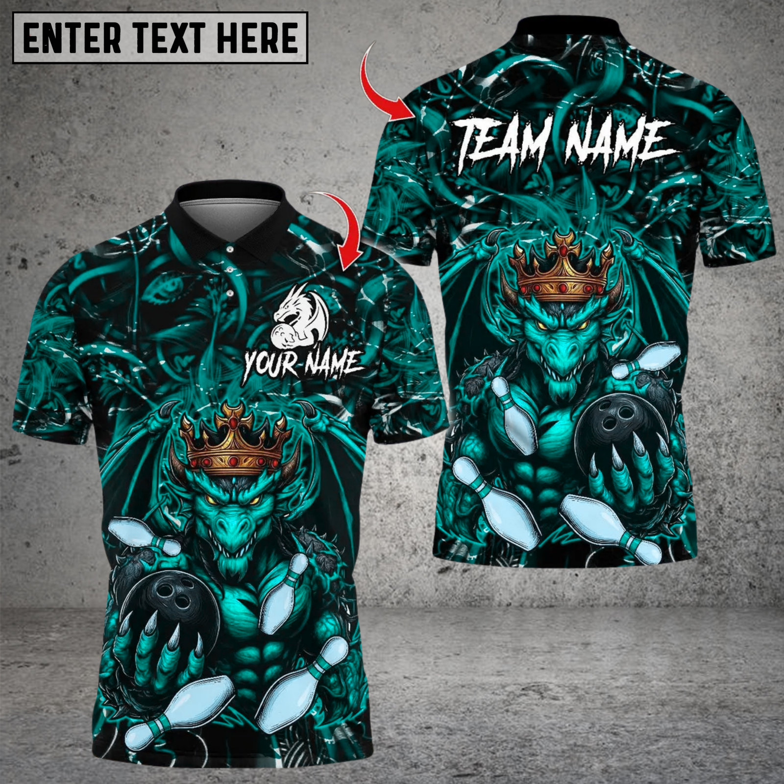 Blisscorners Bowling Dragon King Multicolor Customized Name Team Name 3D Shirts