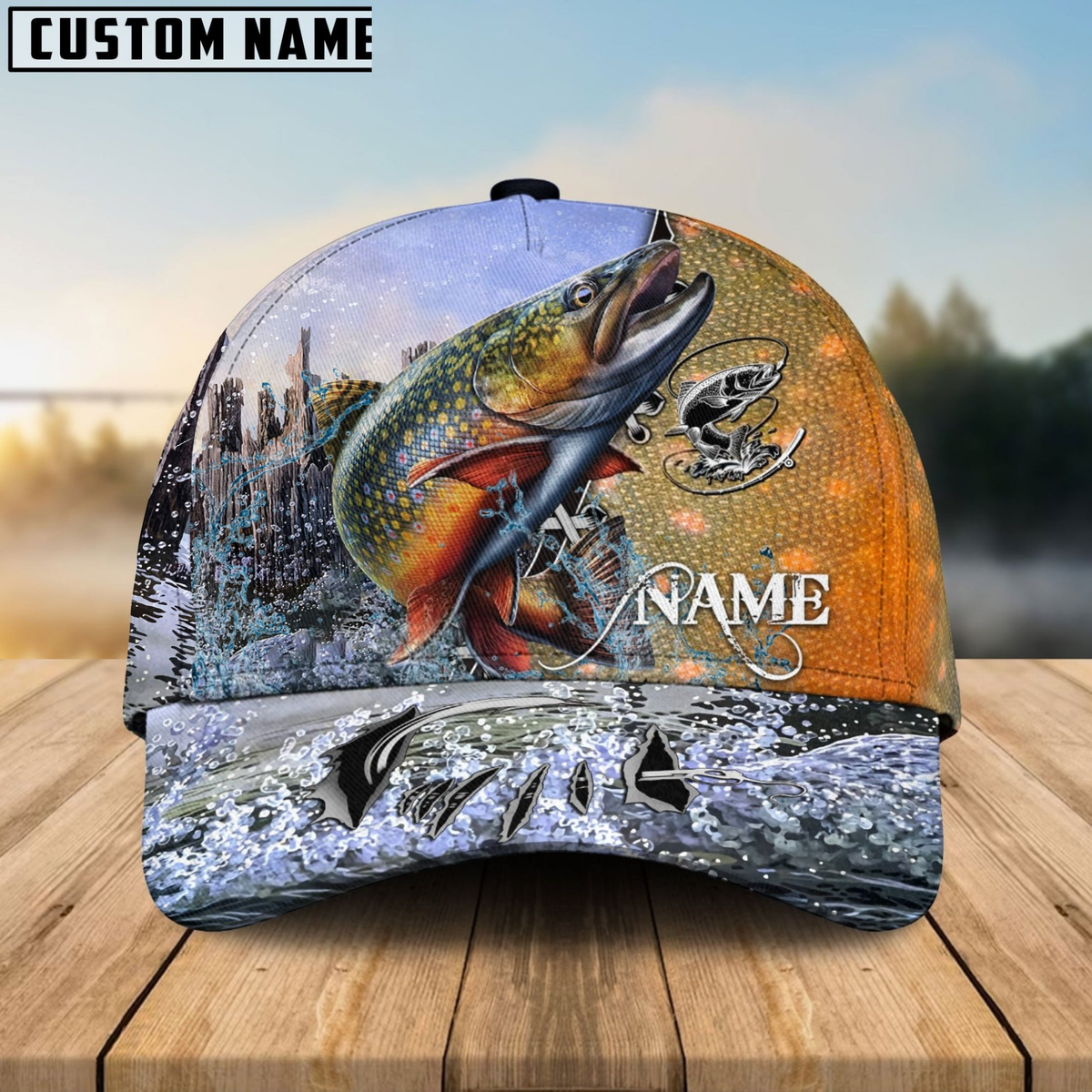 Blisscorners Trout Fishing Clear Water Skin Customized Name 3D Cap