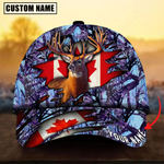 Blisscorners Deer Hunting Canadian Flag Camouflage Pattern Multicolor Personalized Name 3D Cap