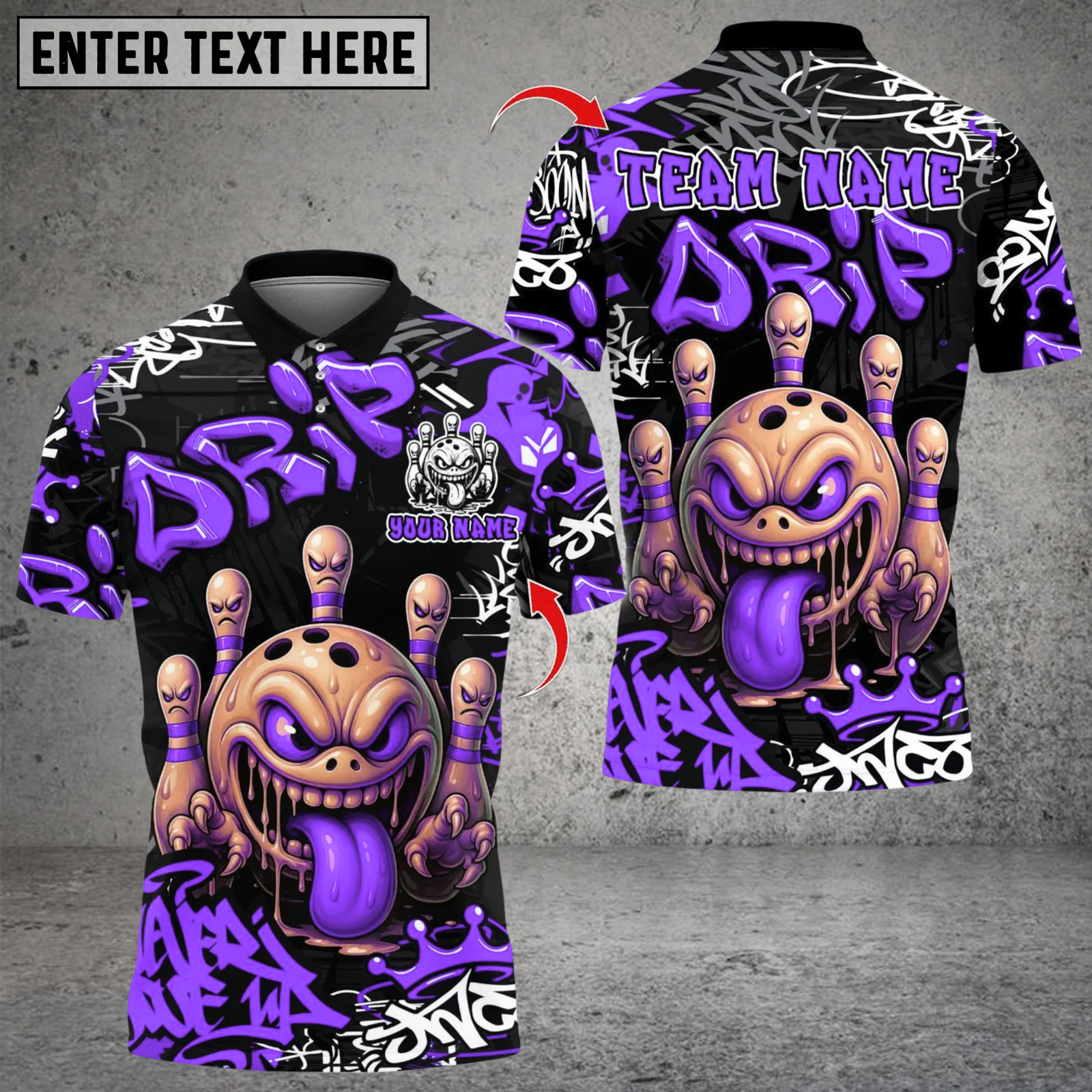 Blisscorners Bowling Angry Mad Bowl Graffiti Multicolor Customized Name, Team Name 3D Shirts