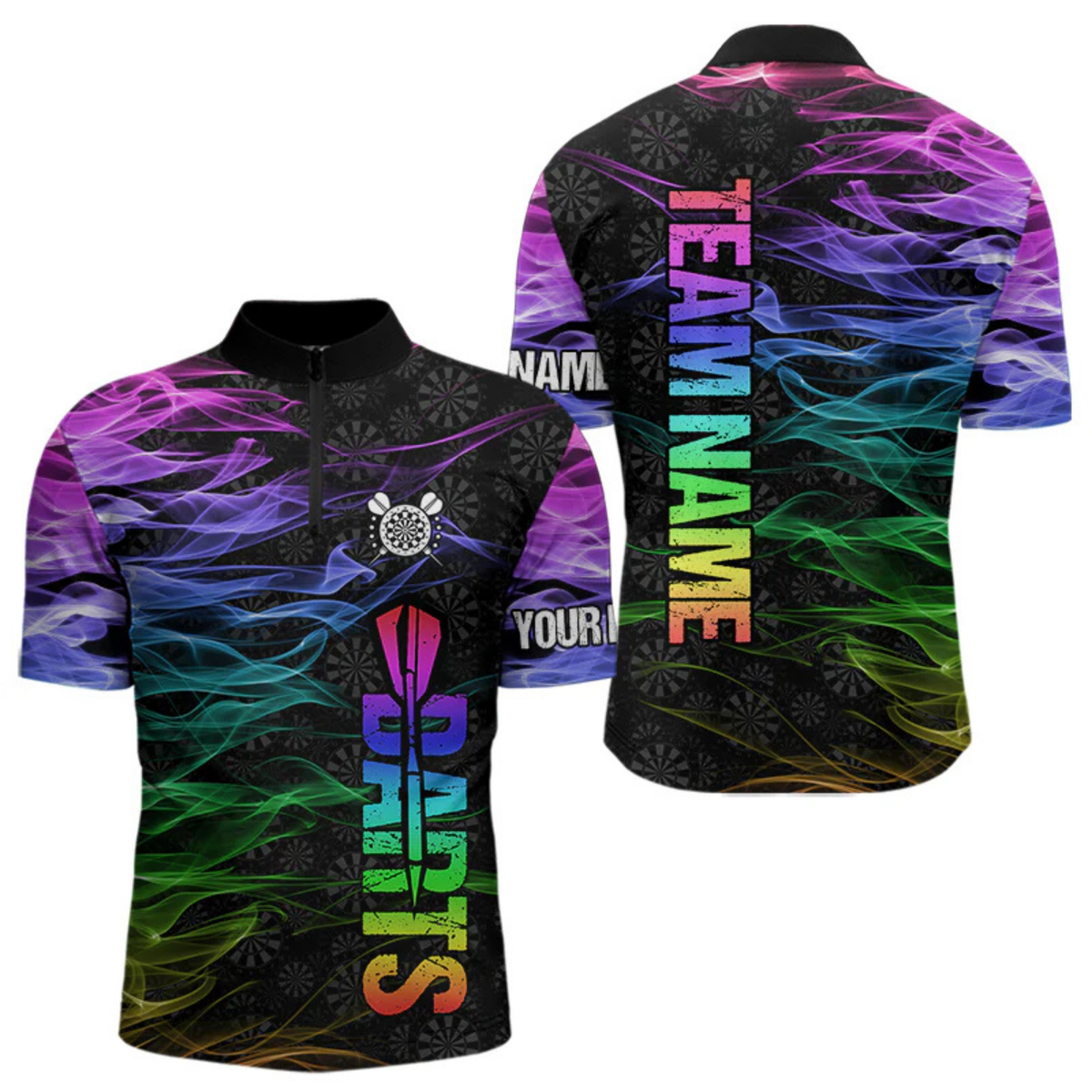 Blisscorners Custom Rainbow Flame Smoke Darts Shirts For Men, Dart Team Jersey LM154