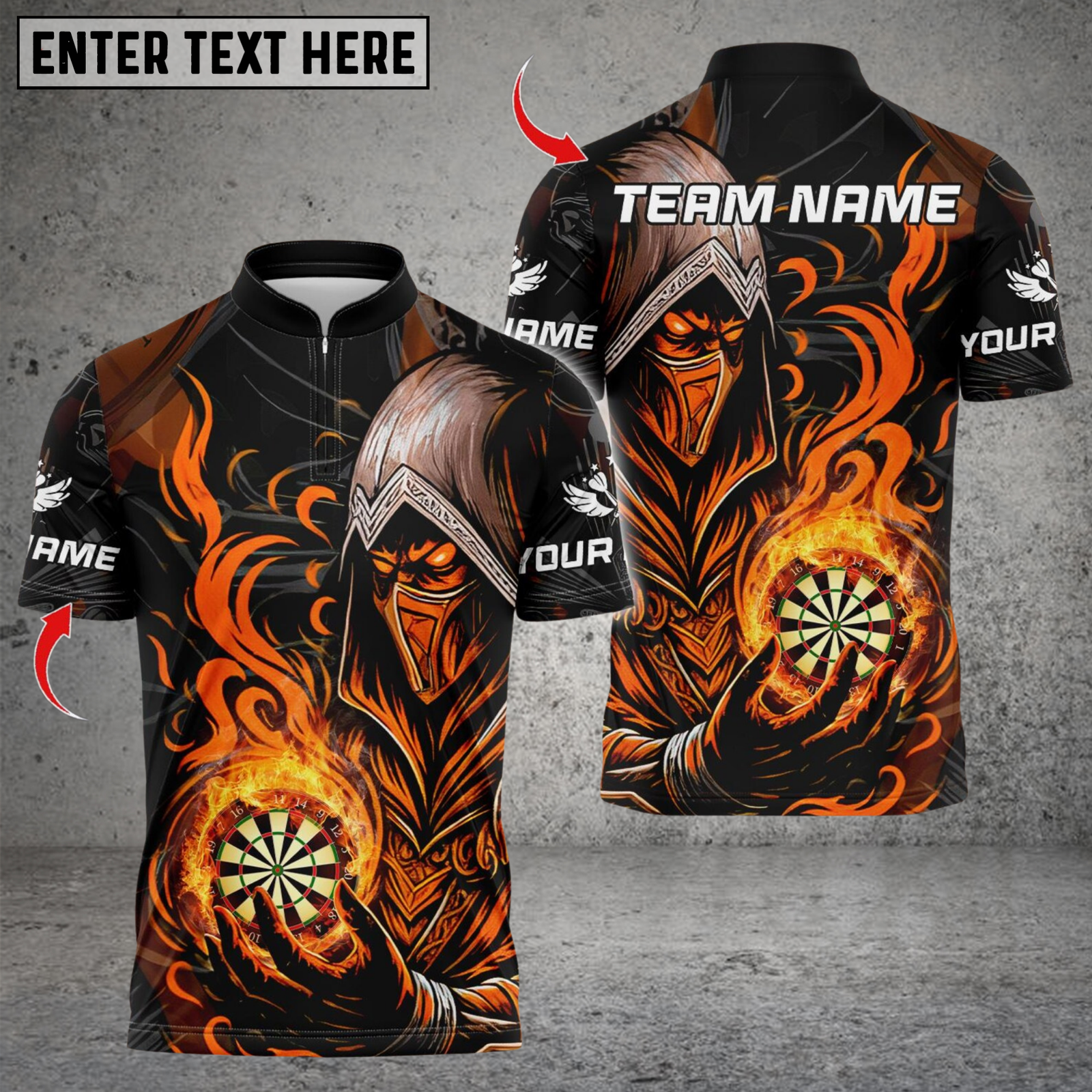 Blisscorners Darts Ninja Blue Flame Multicolor Customized Name, Team Name 3D Shirts
