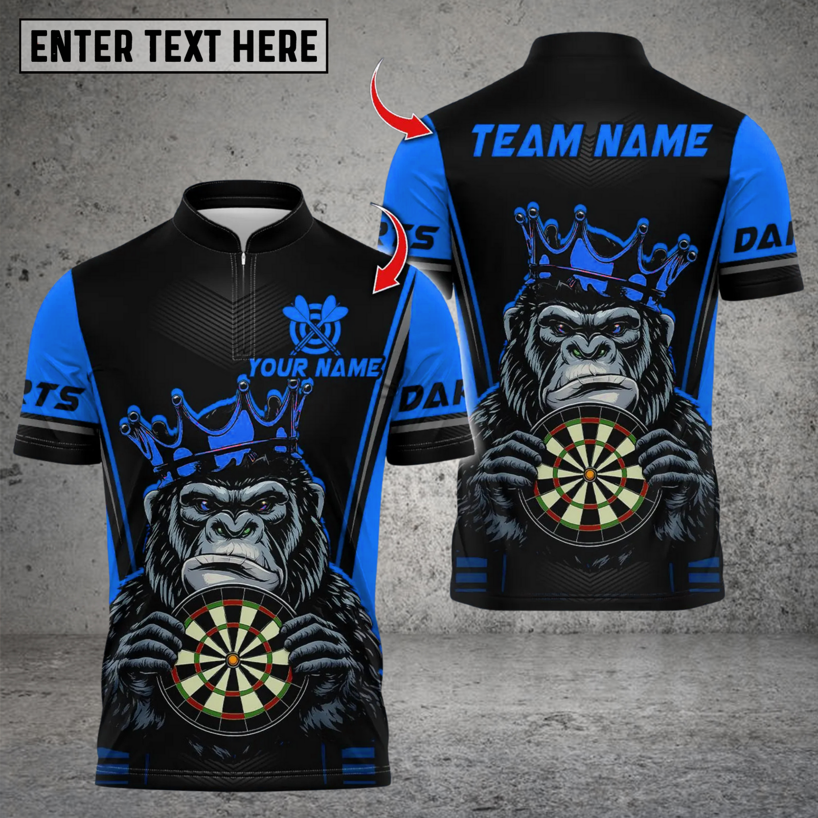 Blisscorners Darts King Gorilla Dartboard Multicolor Customized Name, Team Name 3D Shirts