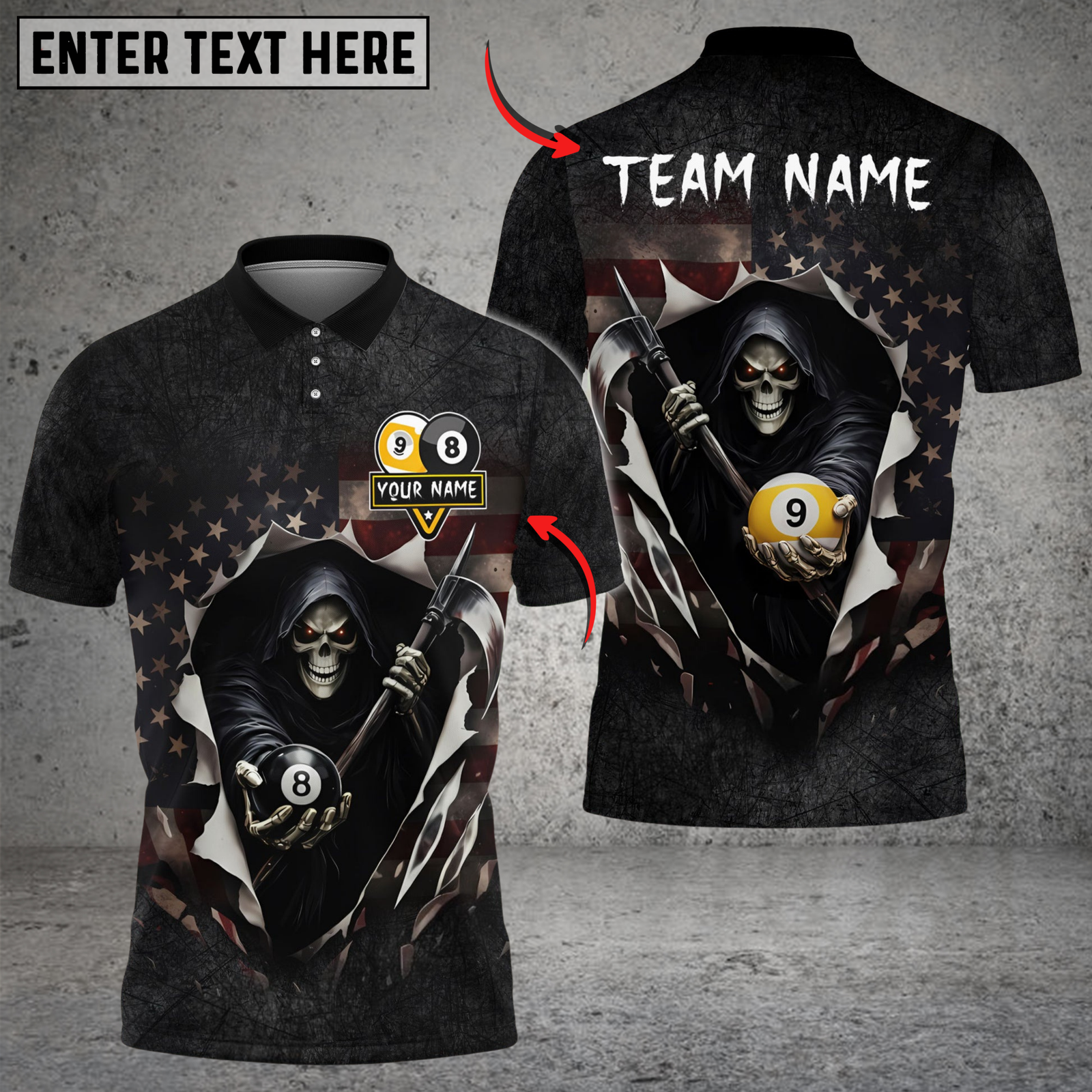 Blisscorners Billiards Ball 8 And 9 American Flag Reaper Personalized Shirt 2