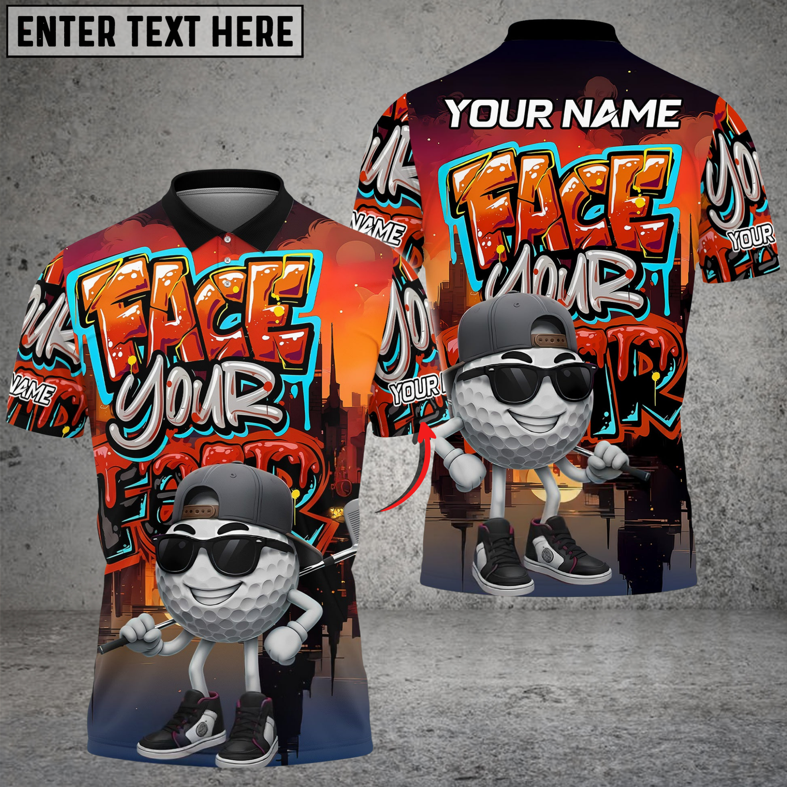 Blisscorners Face Your Fear Street Golf Polo Shirt, Customized Name & Team Name 3D Shirts (4 Colors)