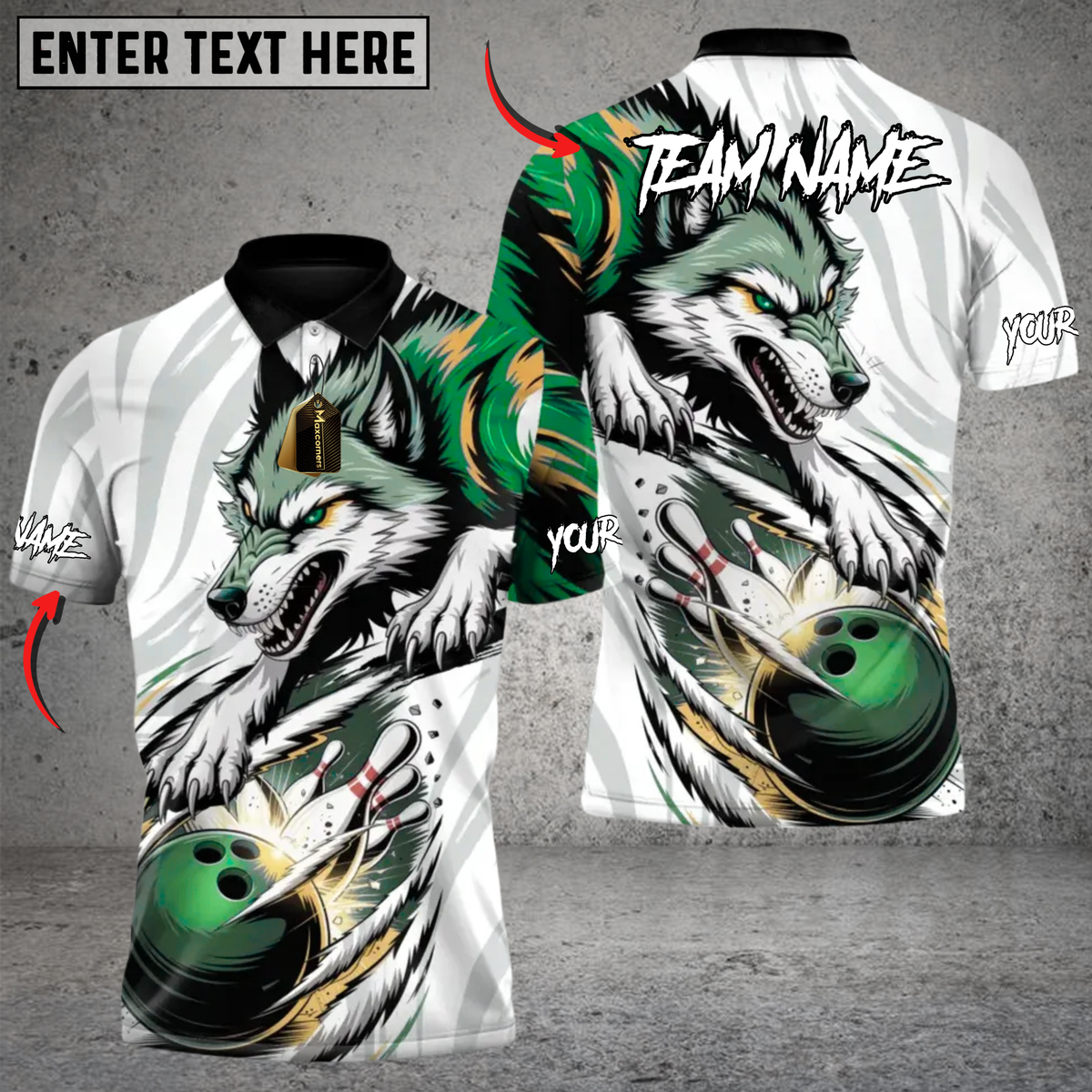 Blisscorners Alpha Wolf Bowlings Strike Multicolor Customized Name, Team Name 3D Shirts