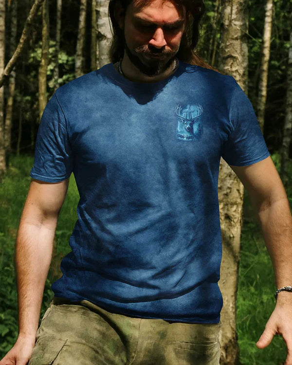 Blisscorners I've Got Hunting In My Veins And Jesus In My Heart Blue Shirt, Personalized Hunting 3D Shirt