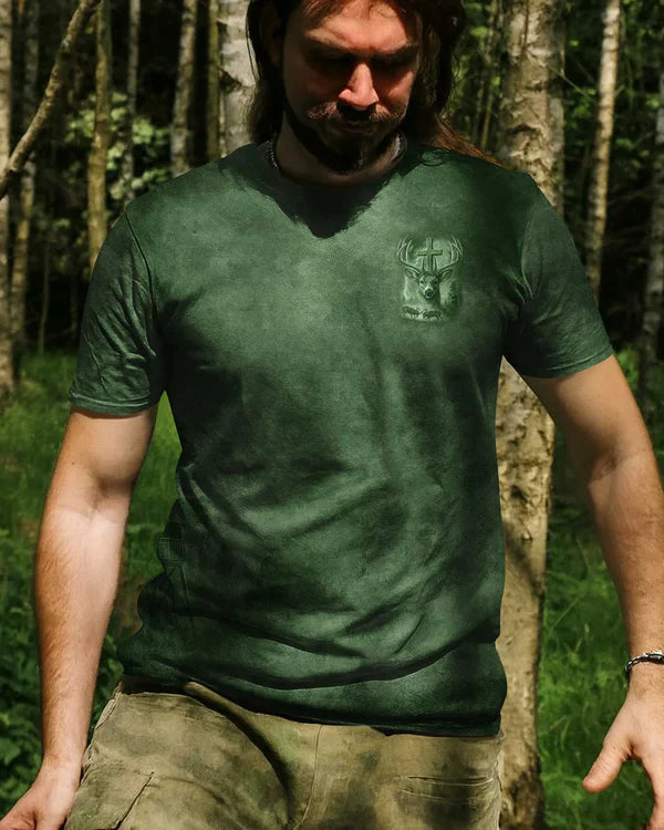 Blisscorners I've Got Hunting In My Veins And Jesus In My Heart Green Shirt, Personalized Hunting 3D Shirt