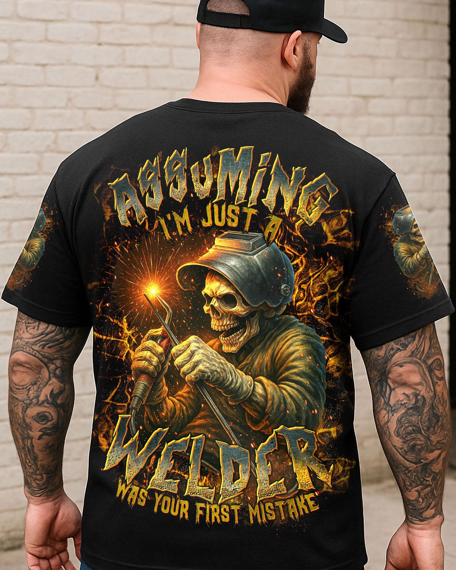 BLISSCORNERS MASTER OF FIRE WELDER SKULL ALL OVER PRINT