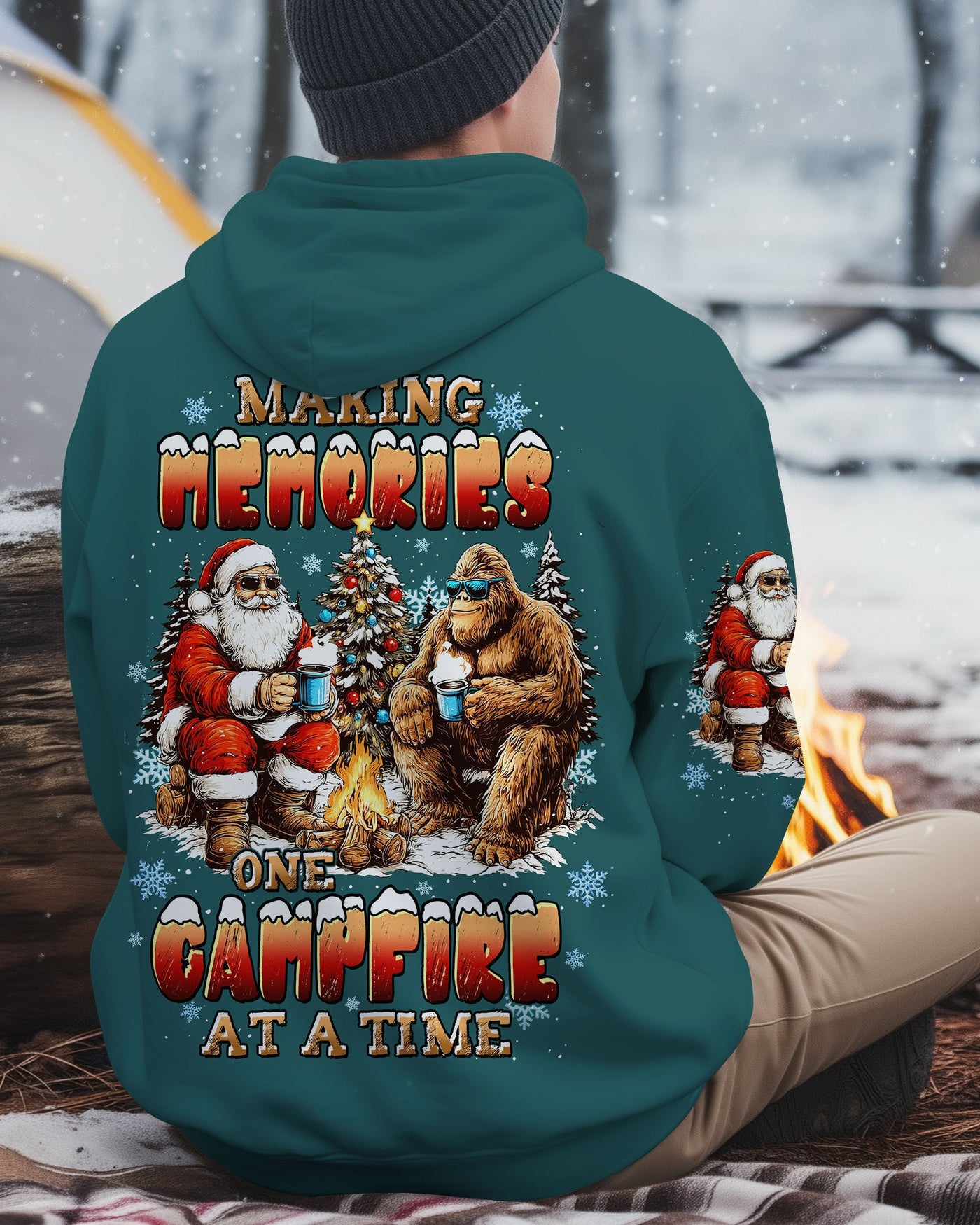 BLISSCORNERS MAKING MEMORIES ONE CAMPFIRE AT A TIME BIGFOOT CHRISTMAS ALL OVER PRINT -  TLTW1711251