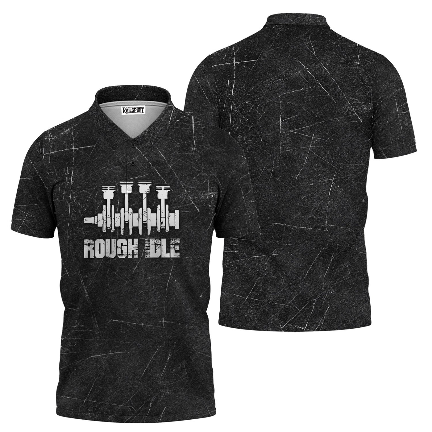 Blisscorners Rough Idle Mechanic Shirt, Car Engine Graphic Tee for Auto Enthusiasts, Car Lovers, and Gearheads, Unique Engine Design Shirt for Men & Women