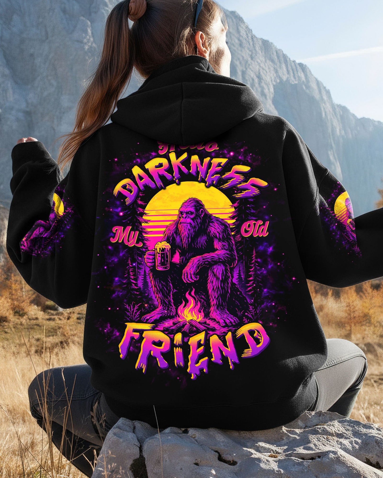 BLISSCORNERS HELLO DARKNESS MY OLD FRIEND BIGFOOT ALL OVER PRINT -  TLTW2410252