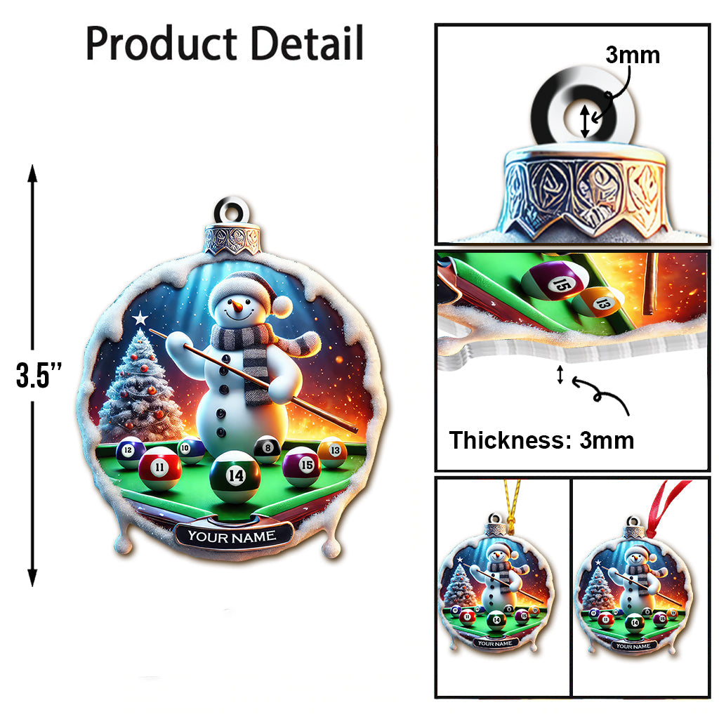 Blisscorners Custom Name Billiard Ornament, Billiard Lover Christmas Gift2D Flat LM2111