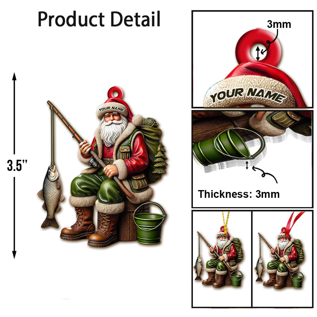 Blisscorners Custom Name Fishing Santa Ornament, Christmas Fishing Gift2D Flat LM2211