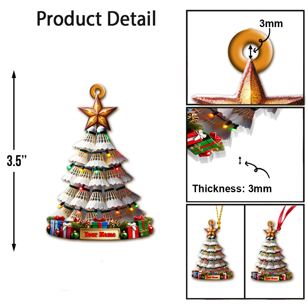 Blisscorners Custom Name Badminton Christmas Tree Ornament, Badminton Lover Christmas Gift2D Flat LM2211