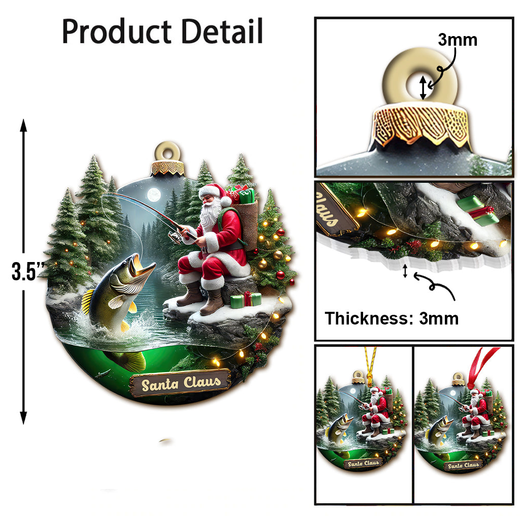 Blisscorners Custom Name Santa Fishing Ornament, Fishing Lover Christmas Gift2D Flat LM2211