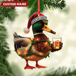 Blisscorners Personalized Funny Duck Smoking Acrylic Christmas OrnamentCustom Name Drinking Gift For Hunters LM0110