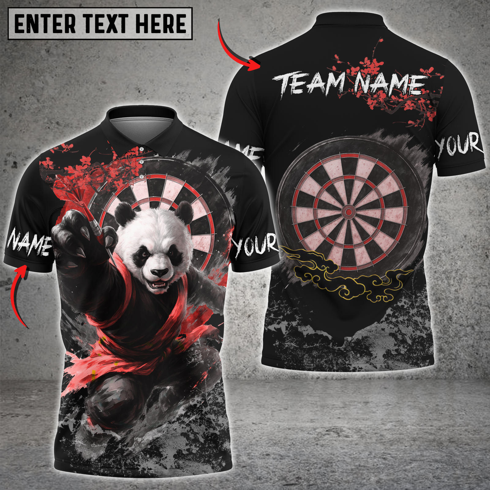 Blisscorners Kung Fu Panda Darts Multicolor Customized Name, Team Name 3D Shirts